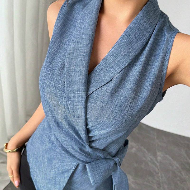 Votanila Fashionable Elegant Women's Slim Sleeveless Shirt