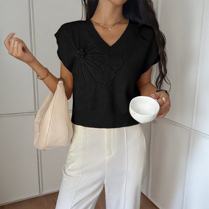 Votanila Casual Solid Color Sweater T-shirt for Women