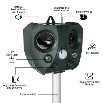 Votanila Ultrasonic Bird + Pest Repeller Solar Powered - Long Range