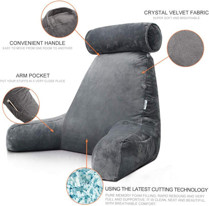 Votanila Reading Pillow with Arms – Backrest Support Cushion for Bed & Couch