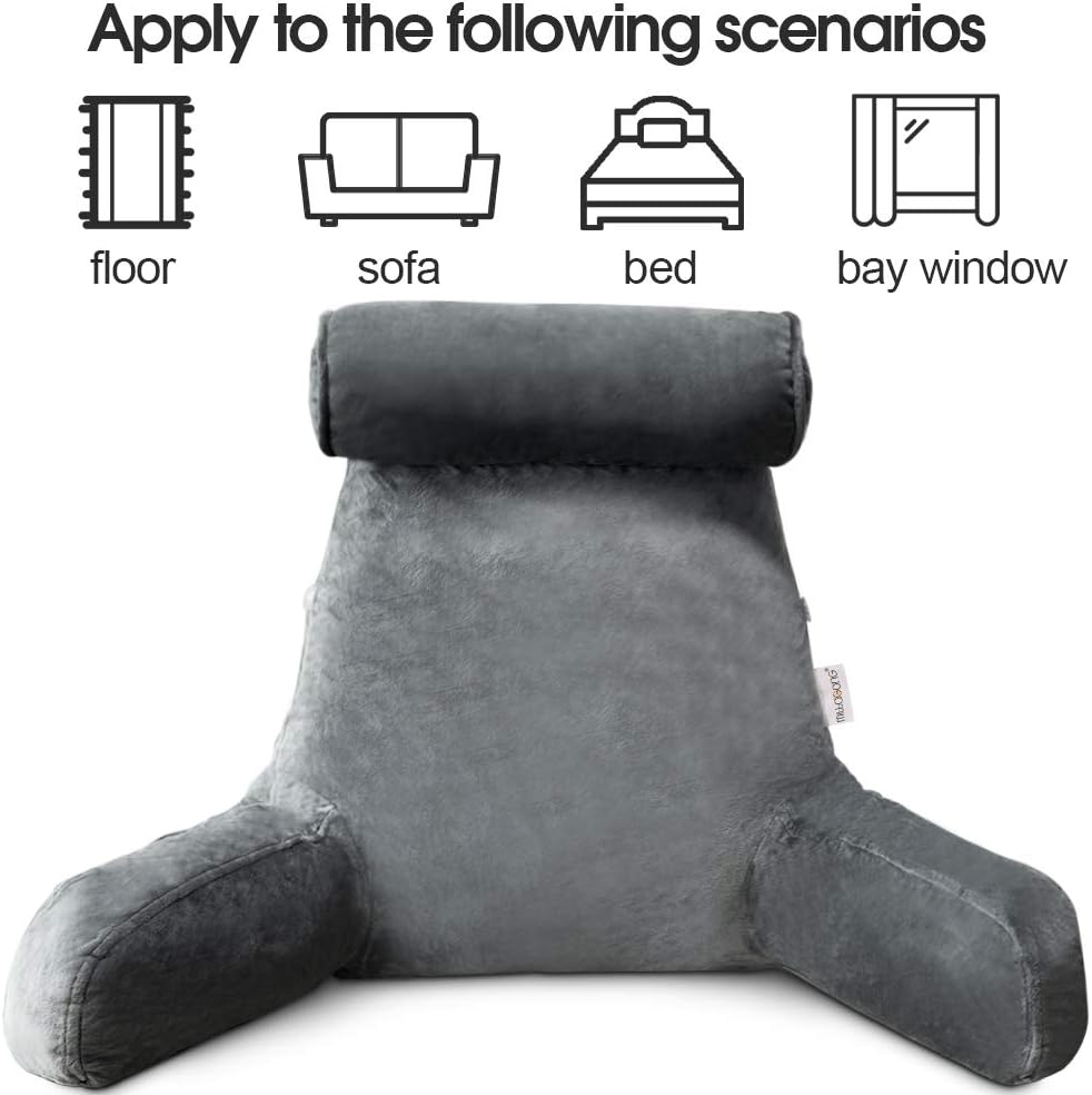 Votanila Reading Pillow with Arms – Backrest Support Cushion for Bed & Couch