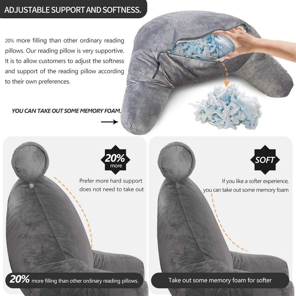 Votanila Reading Pillow with Arms – Backrest Support Cushion for Bed & Couch