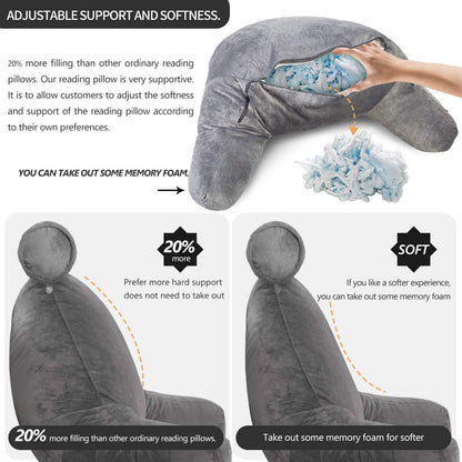 Votanila Reading Pillow with Arms – Backrest Support Cushion for Bed & Couch
