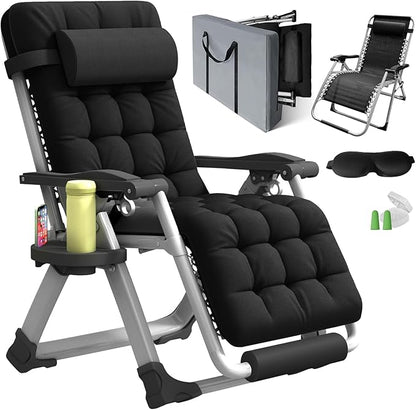 Votanila Big & Tall Outdoor Recliner – Oversized 500LB Folding Patio Lounge Chair