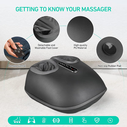 Votanila Shiatsu Foot Massager with Heat – Kneading, Vibration & Air Compression for Deep Tissue Relief