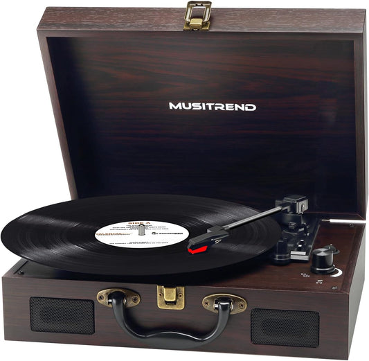 Votanila Vinyl Vintage Suitcase-Style Turntable Record Player