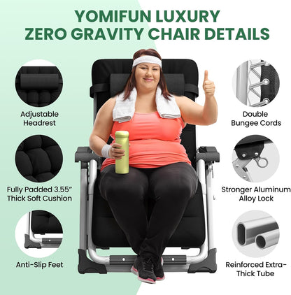 Votanila Outdoor Lounge Chair for Back Pain – Reclining Folding Chair, 500LB Support