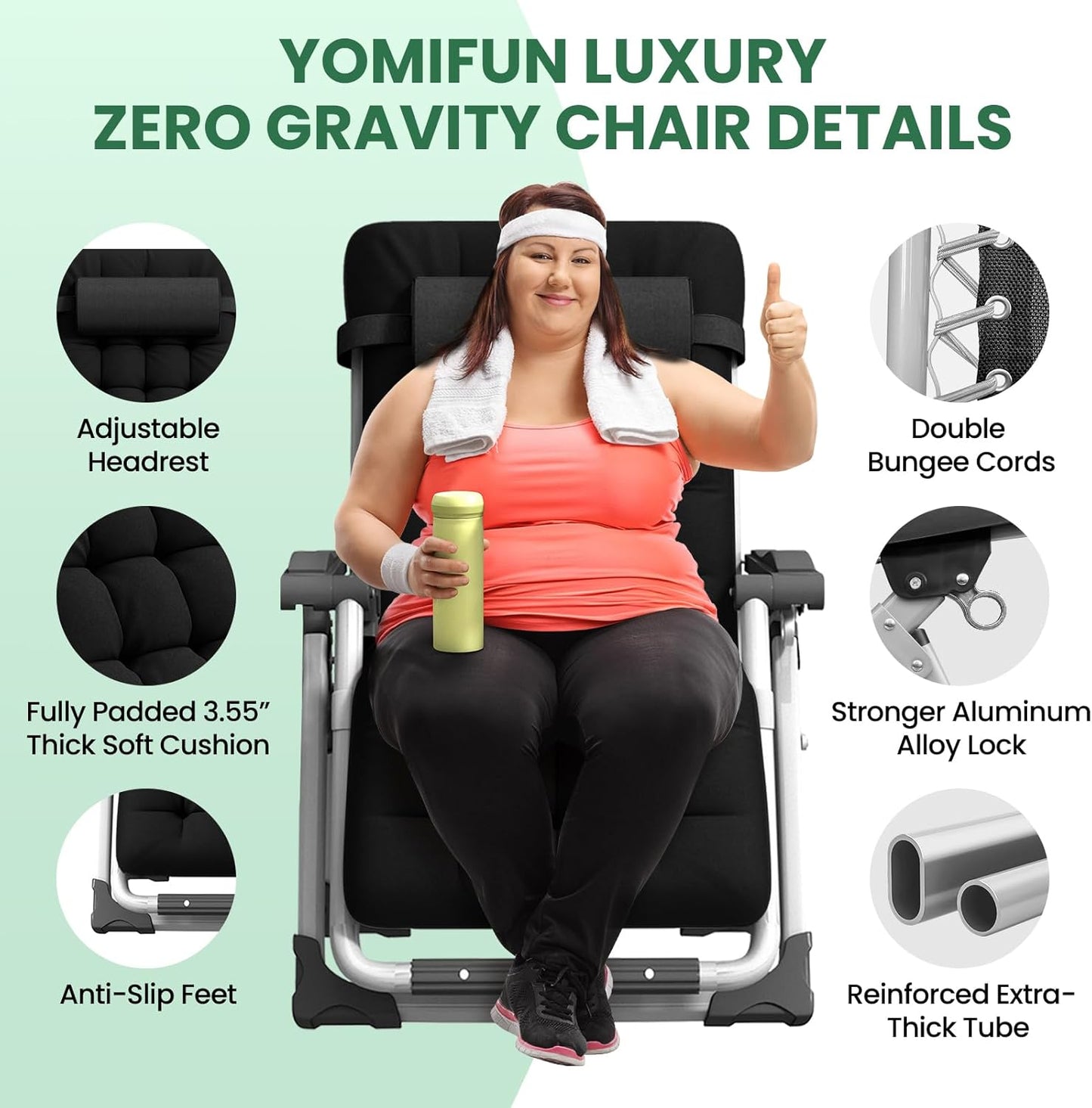 Votanila Reclining Outdoor Chair for Seniors – Adjustable Folding Lounger, Holds 500 LB
