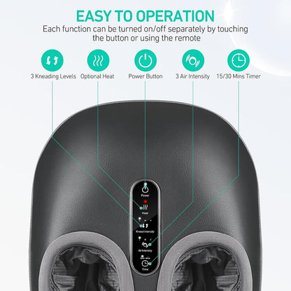 Votanila Shiatsu Foot Massager with Heat – Kneading, Vibration & Air Compression for Deep Tissue Relief