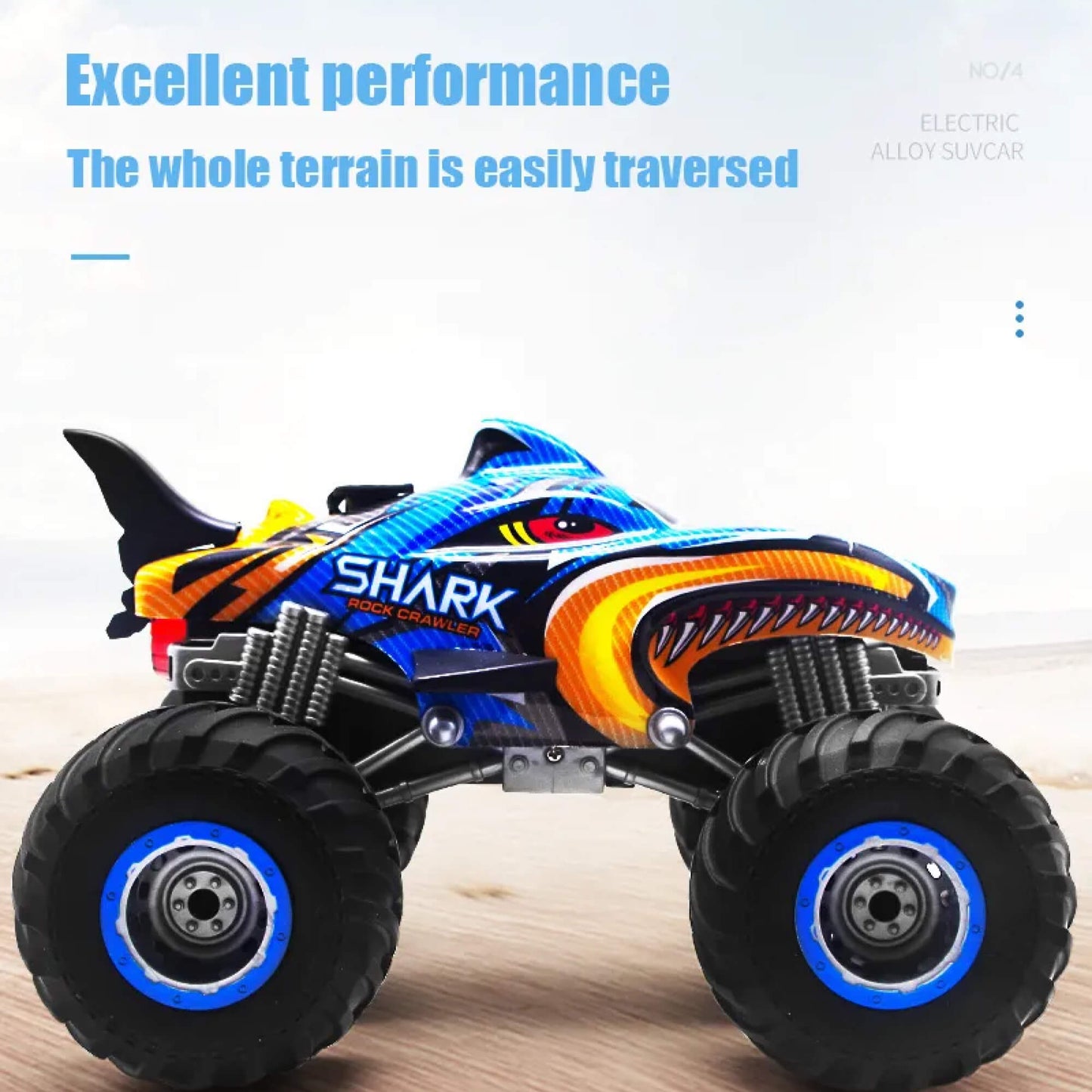 Votanila RC 4x4 Off-Road Monster Truck – Remote Control Rock Crawler Drift Car (Shark Digger Design)