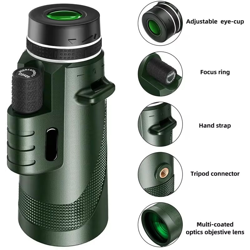Votanila Portable HD Monocular Telescope – 40x60 Zoom with Tripod & Phone Mount