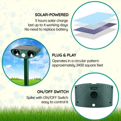 Votanila Keep Squirrel Away – Solar-Powered Ultrasonic Squirrel Deterrent with Motion Sensor for Yard & Garden
