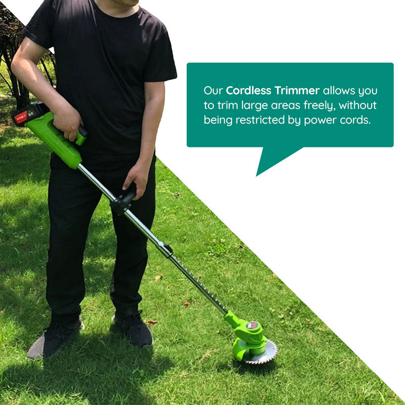 Votanila Cordless Grass Strimmer – Battery Powered Garden Trimmer with Steel Blades