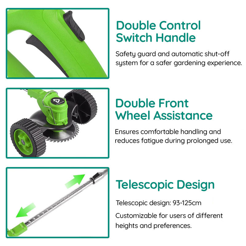Votanila Cordless Grass Strimmer – Battery Powered Garden Trimmer with Steel Blades