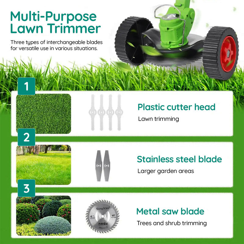 Votanila Cordless Grass Strimmer – Battery Powered Garden Trimmer with Steel Blades