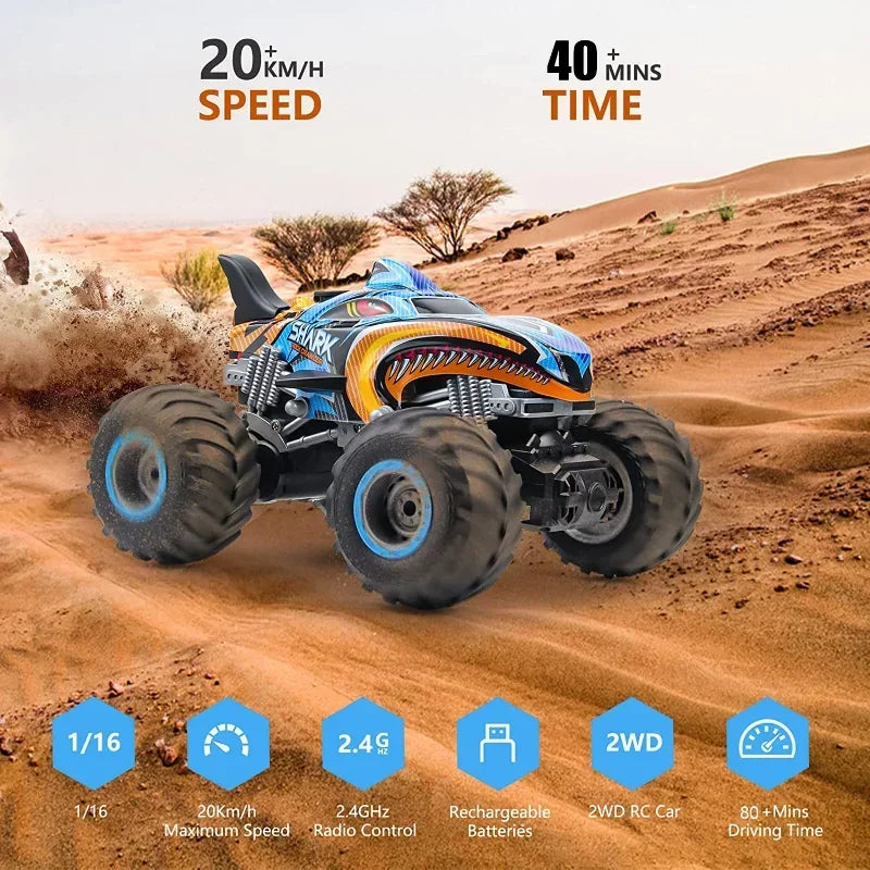 Votanila RC 4x4 Off-Road Monster Truck – Remote Control Rock Crawler Drift Car (Shark Digger Design)