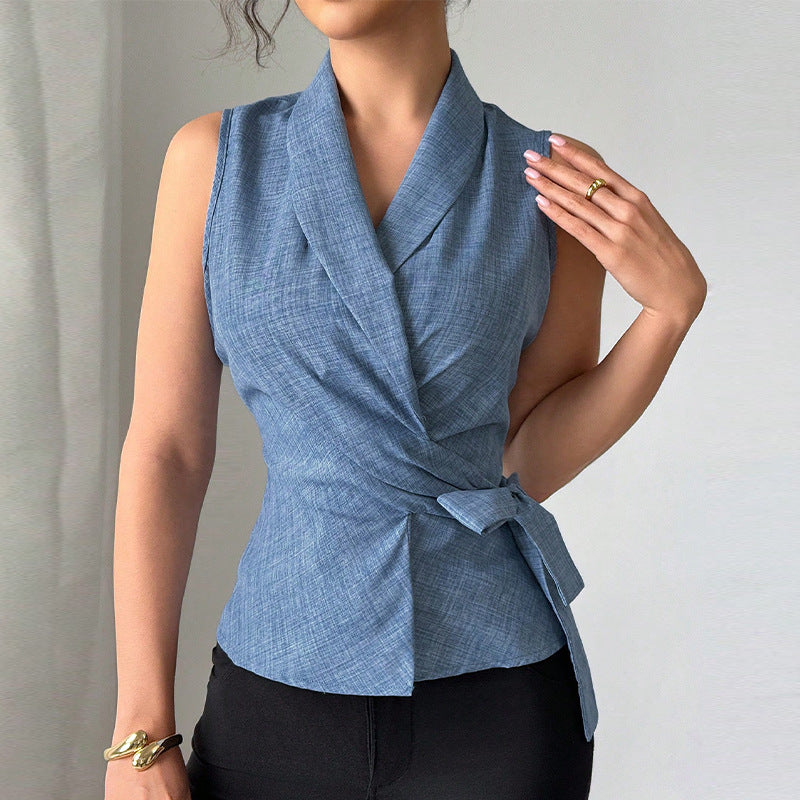 Votanila Fashionable Elegant Women's Slim Sleeveless Shirt