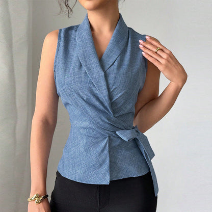 Votanila Fashionable Elegant Women's Slim Sleeveless Shirt