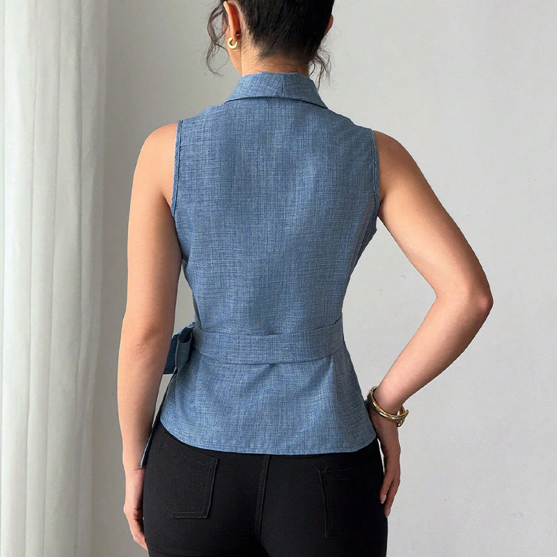 Votanila Fashionable Elegant Women's Slim Sleeveless Shirt