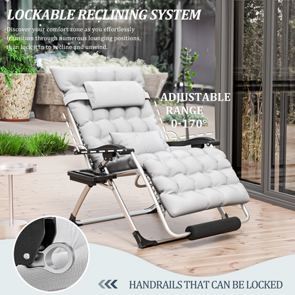 Votanila Outdoor Lounge Chair for Back Pain – Reclining Folding Chair, 500LB Support