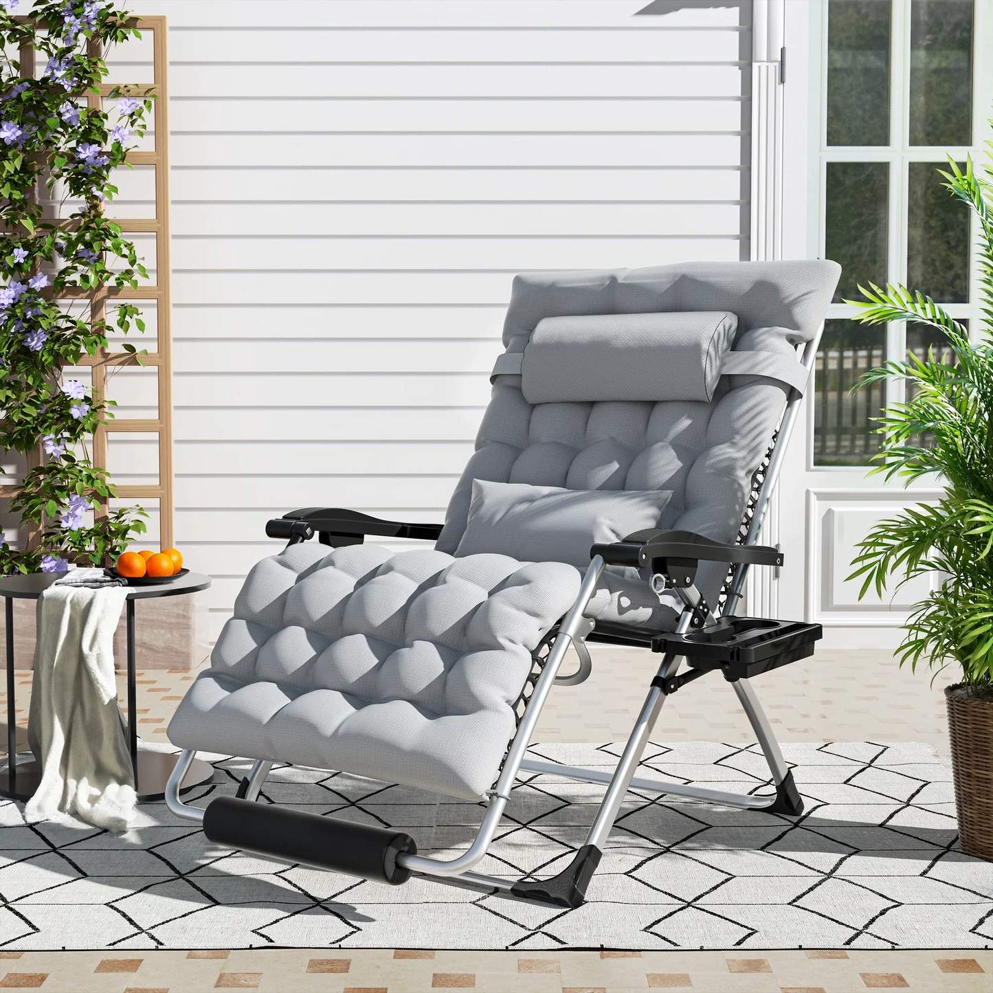 Votanila Big & Tall Outdoor Recliner – Oversized 500LB Folding Patio Lounge Chair