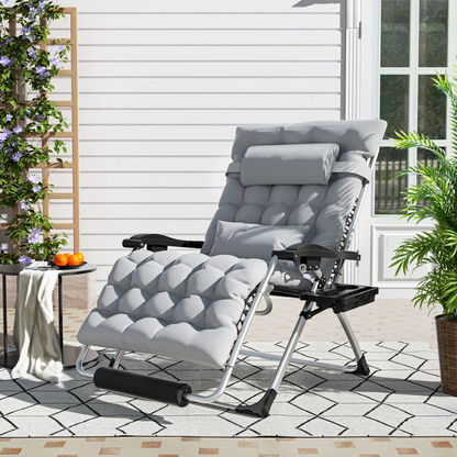 Votanila Big & Tall Outdoor Recliner – Oversized 500LB Folding Patio Lounge Chair
