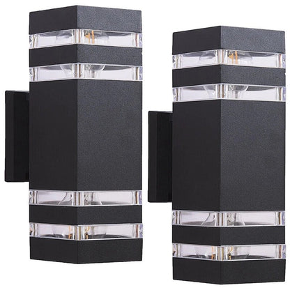 Votanila Outdoor Led Wall Light 2 Pack - Modern Up Down Sconce, Porch, Waterproof, Black