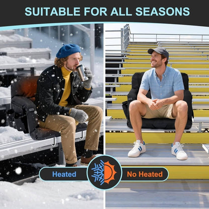 Votanila Stadium Seat with Heat & Back Support – Portable Padded Bleacher Cushion Chair