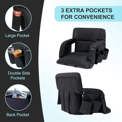 Votanila Stadium Seat with Heat & Back Support – Portable Padded Bleacher Cushion Chair