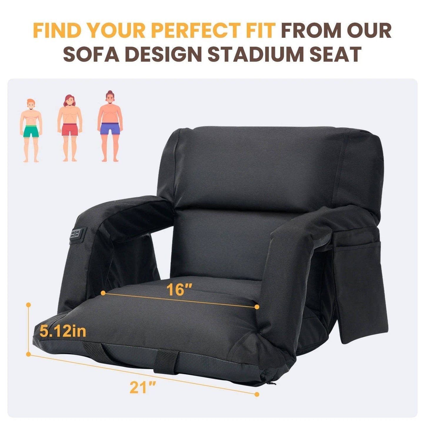 Votanila Heated Stadium Seat with Back Support