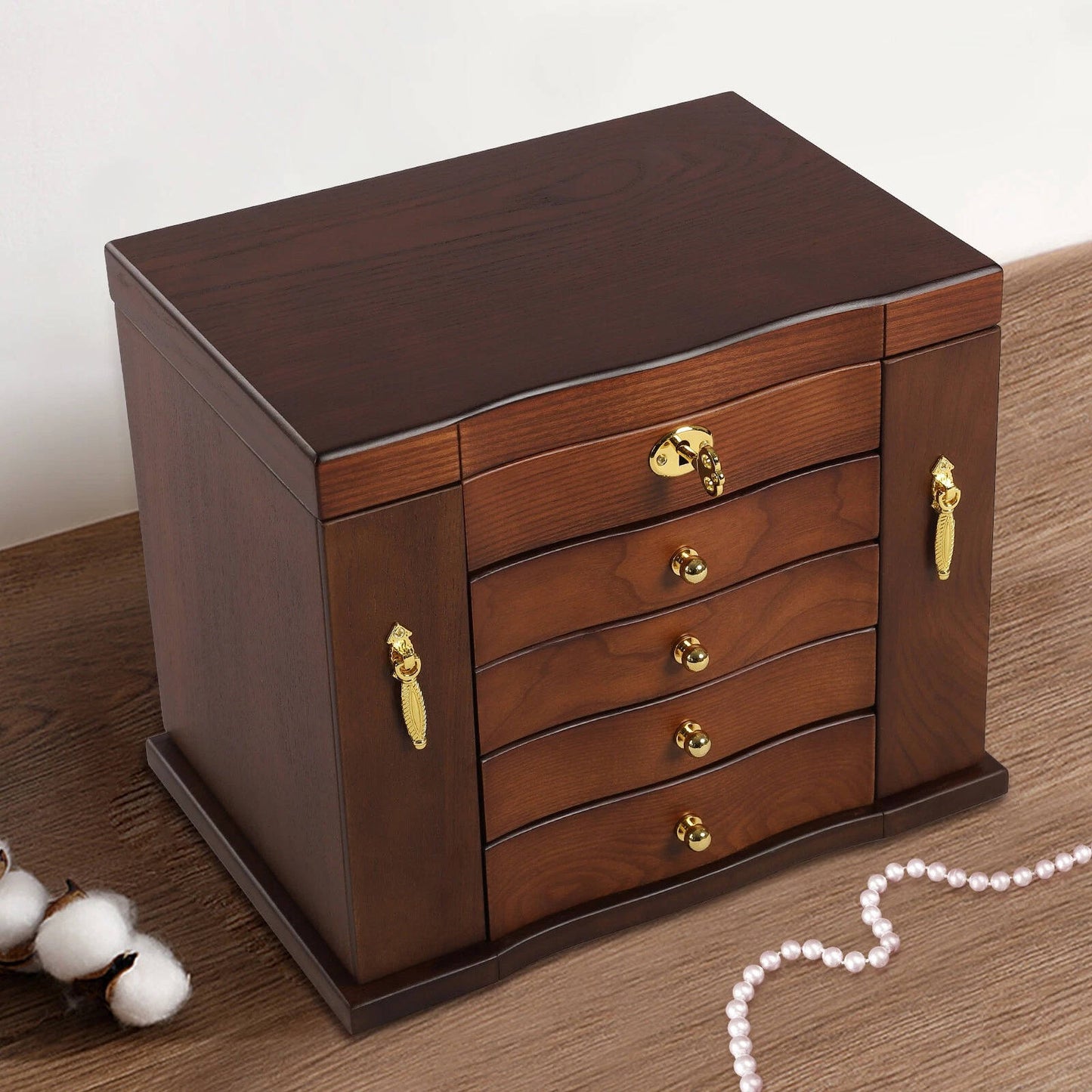 Votanila Jewelry Box Organizer with Mirror 5 Layer Large 4 Drawers
