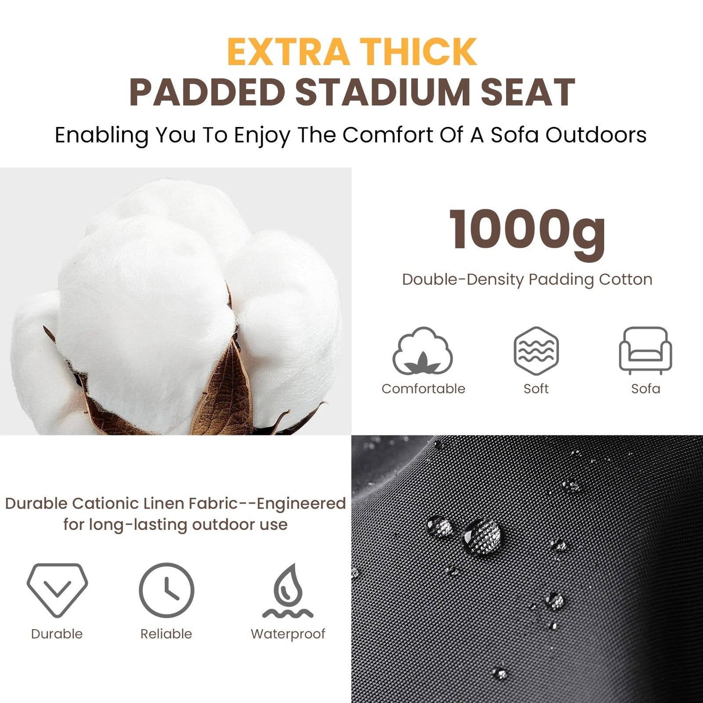 Votanila Heated Stadium Seat with Back Support