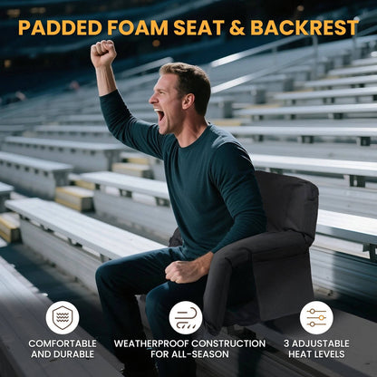 Votanila Stadium Seat with Heat & Back Support – Portable Padded Bleacher Cushion Chair