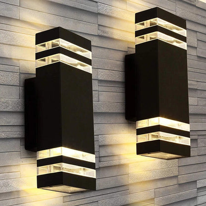 Votanila Outdoor Led Wall Light 2 Pack - Modern Up Down Sconce, Porch, Waterproof, Black