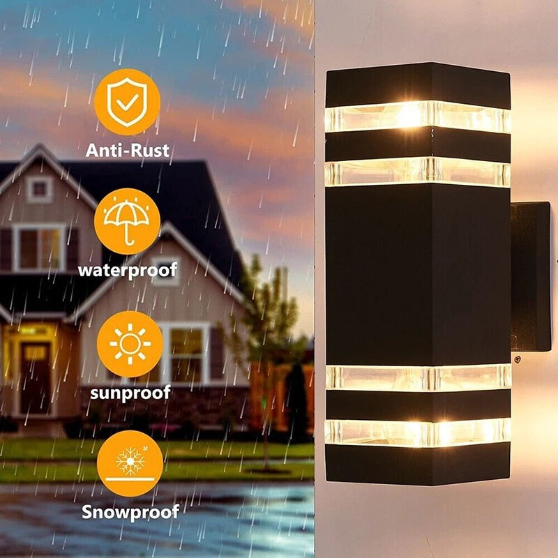 Votanila Outdoor Led Wall Light 2 Pack - Modern Up Down Sconce, Porch, Waterproof, Black