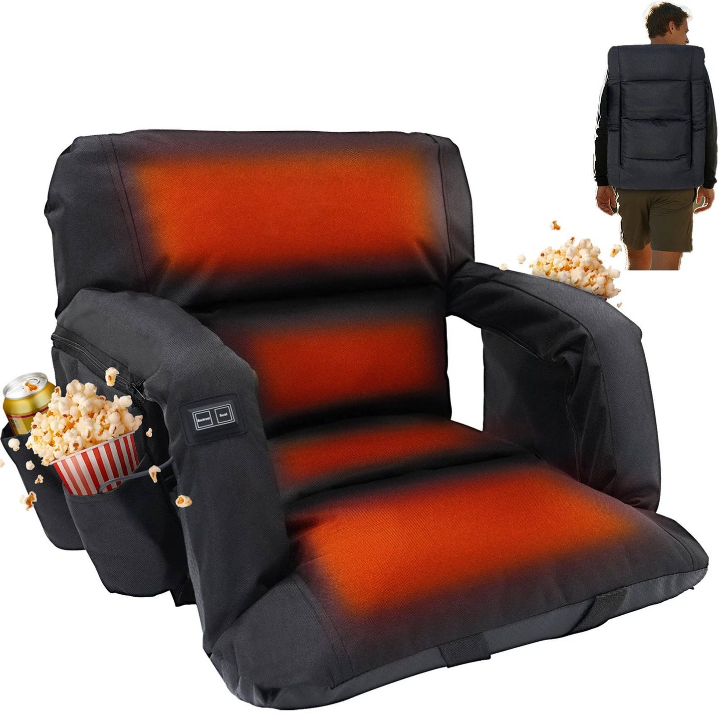 Votanila Stadium Seat with Heat & Back Support – Portable Padded Bleacher Cushion Chair