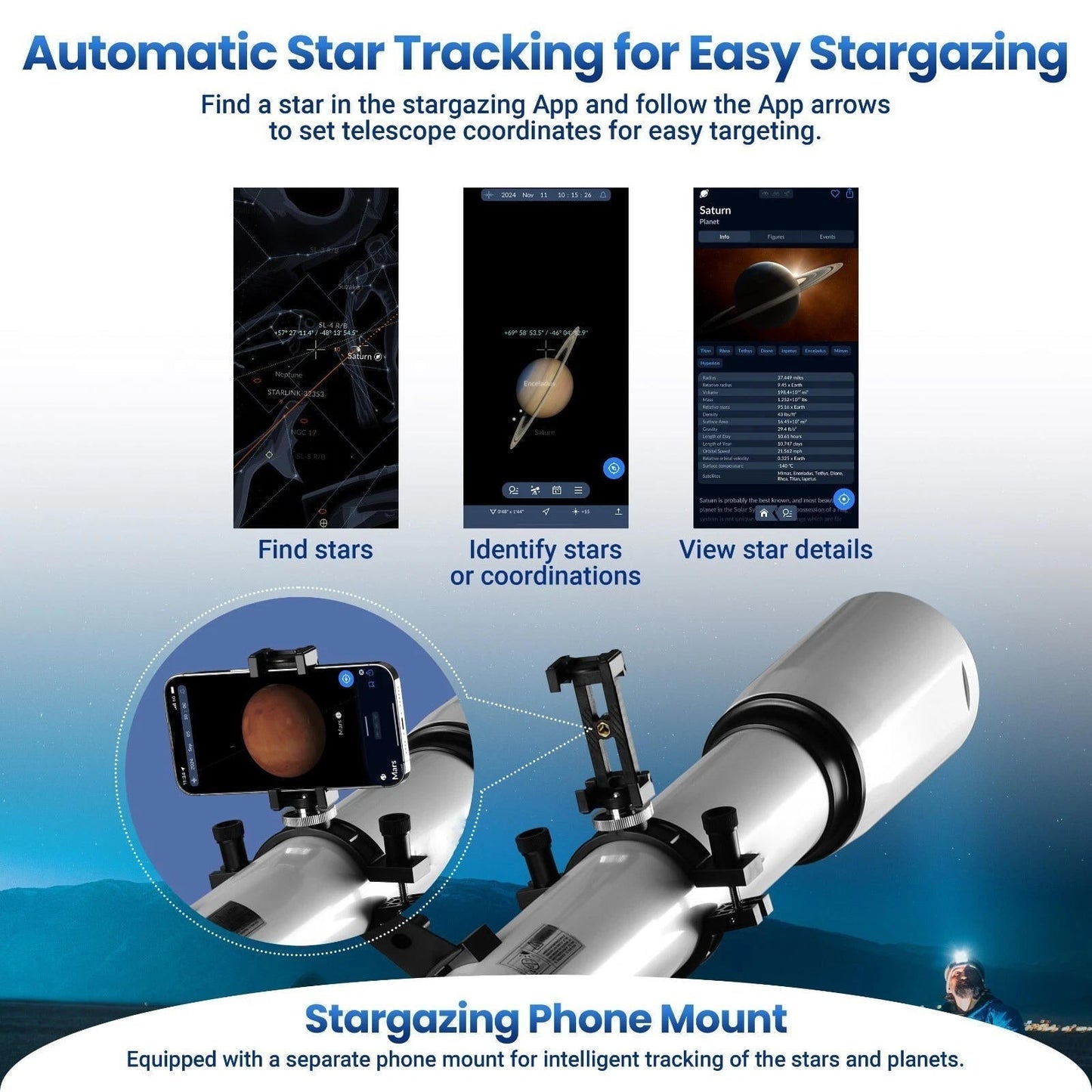 Votanila 210x Magnification Telescope for Adults & Beginners – Star Tracking App & Pro-Level Design